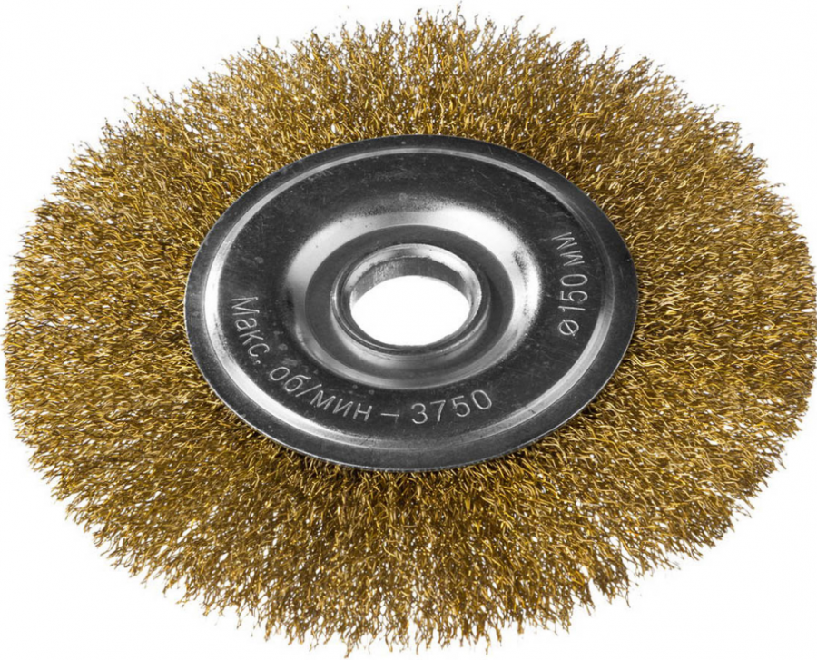 Щетка DEXX 150ммх22мм диск. д/УШМ, витая сталь латунир проволока 0,3мм,35101-150