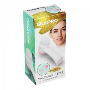 Массажер-щетка для умывания лица SILAPRO, 13*4см, силикон, пластик, 2 цвета 192-042