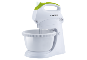 Миксер с чашей Centek CT-1119 (бел/зел) 350Вт, 2.5л, 5 скоростей+турбо, взбивание/замешивание