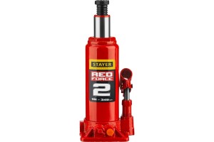 Домкрат гидравлический бутылочный STAYER "RED FORCE" 2т 181-345мм (кейс) 43160-2-K_z01
