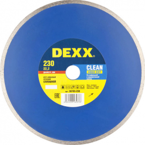 Диск алм 230 мм по керамограниту, мрамору, плитке DEXX CLEAN AQUA CUT 36703-230